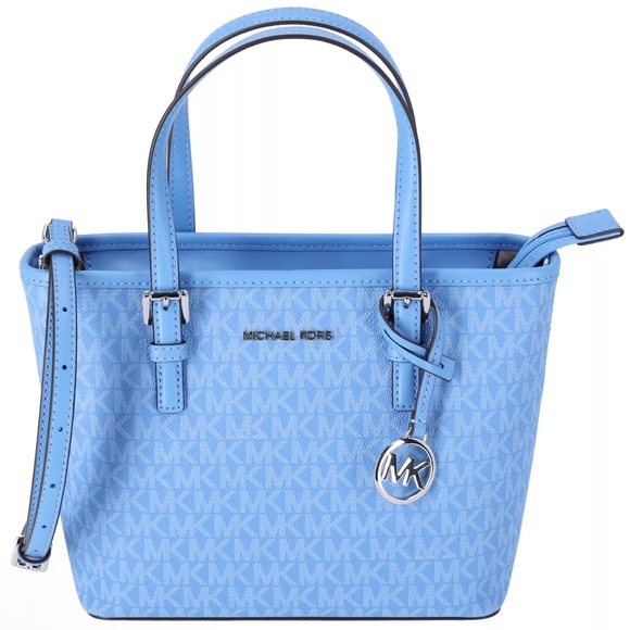 Michael Kors Jet Set XS Carryall Tote Crossbody South Pacific Blue MK Signature - Picture 1 of 5